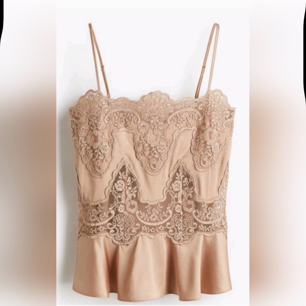 H&M Lace Detail Camisole in Tan